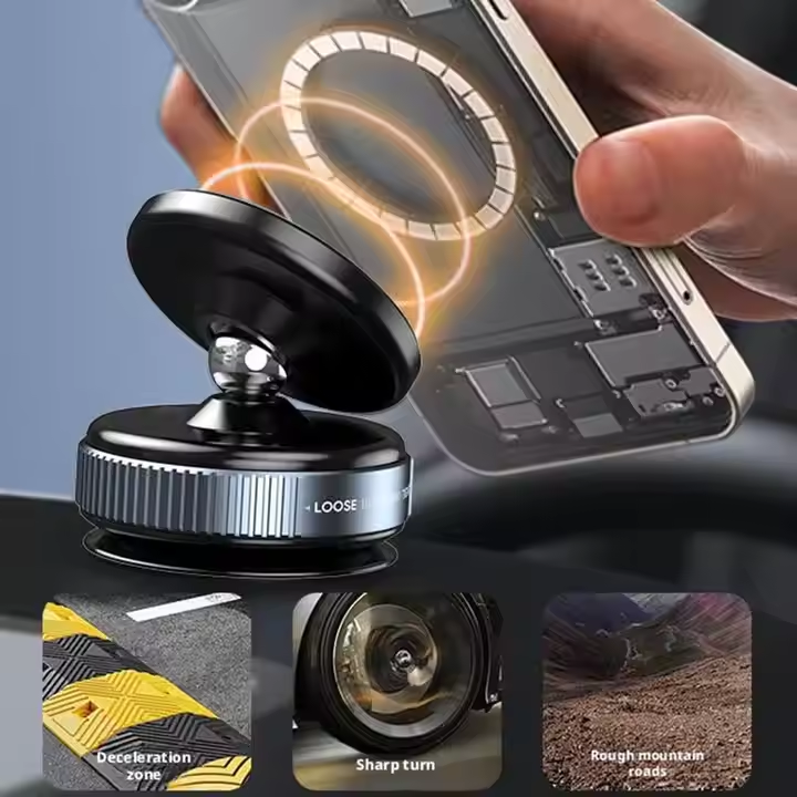 VANARSE XZH-072 Universal Magnetic Car Phone Holder: 360° Rotation Vacuum Suction